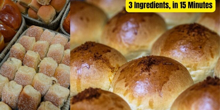 Bread Recipe 3 Ingredients, in 15 Minutes