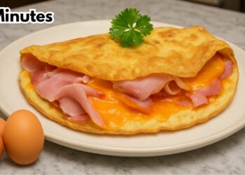 Microwave Ham and Cheese Omelette Simple, 8 Minutes