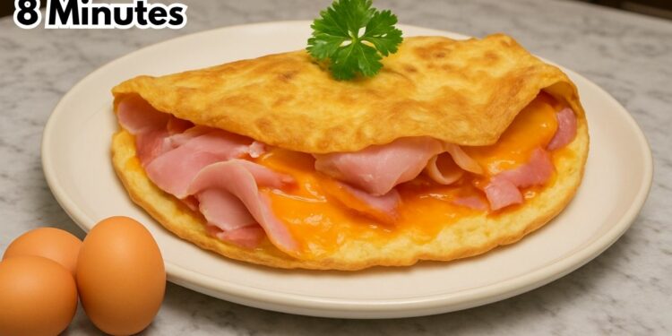 Microwave Ham and Cheese Omelette Simple, 8 Minutes