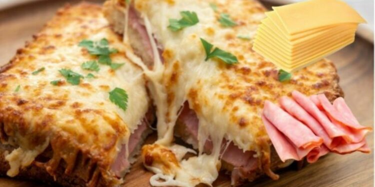 Easy Sandwich with Sliced Bread, Cheese, and Ham