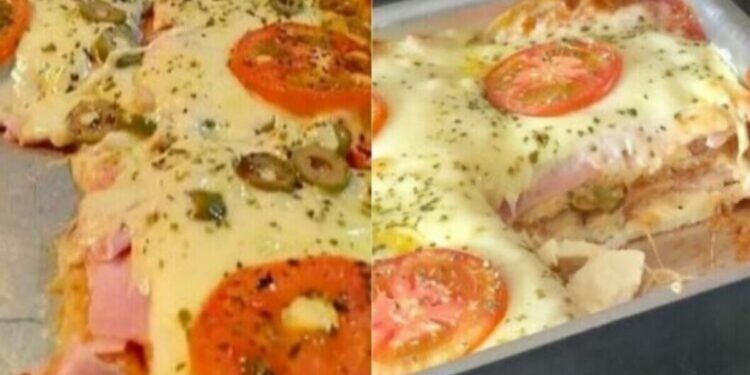 Quick and Easy Bread Pizza with Cheese and Ham, in 15 Minutes