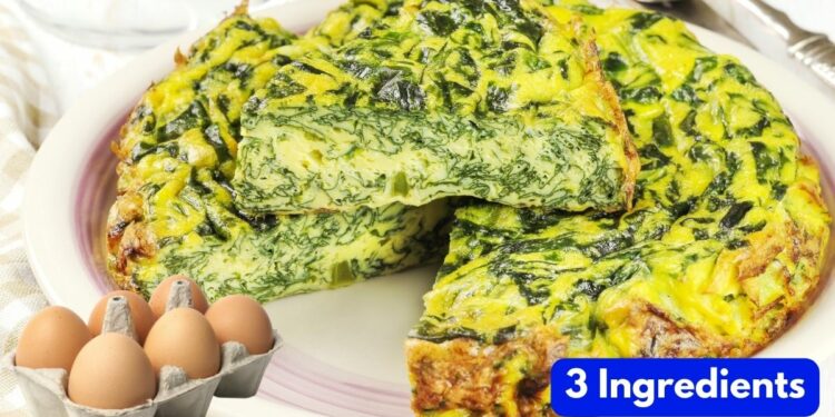 Spinach Omelette with 3 Ingredients, in 10 Minutes