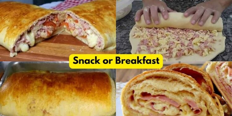 Easy Bread with Cheese and Ham for a Snack or Breakfast