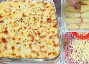 Potato Gratin with Cheese and Ham, in 25 minutes