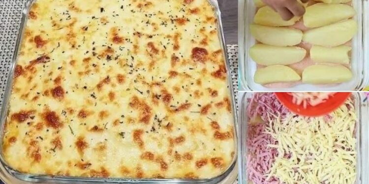 Potato Gratin with Cheese and Ham, in 25 minutes