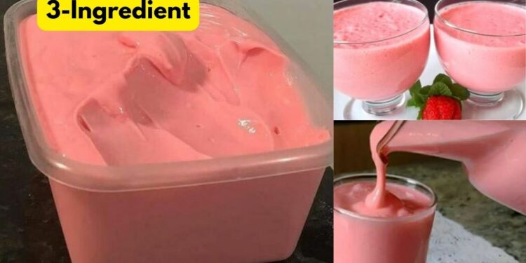 Super Creamy 3-Ingredient Homemade Strawberry Yogurt