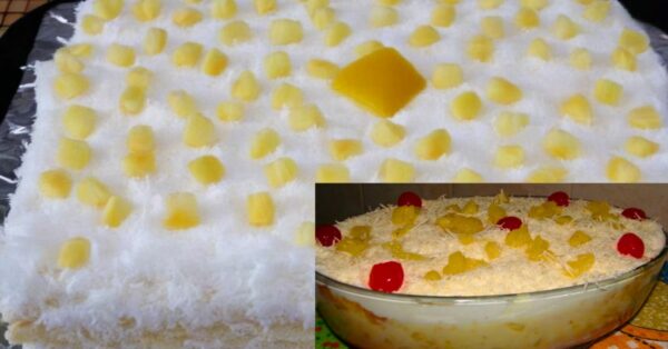 Pineapple cake in a glass dish