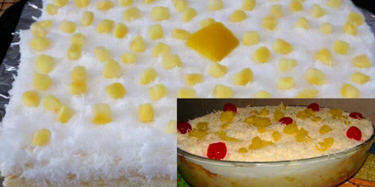 Pineapple cake in a glass dish