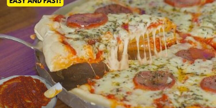 Homemade Pizza in the Blender with Cheese Filling, in 25 minutes