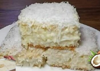 Simple Coconut Cake with Topping for Snack or Breakfast