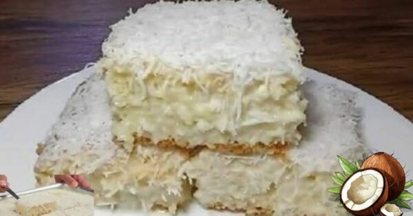 Simple Coconut Cake with Topping for Snack or Breakfast