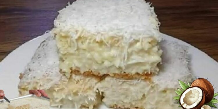 Simple Coconut Cake with Topping for Snack or Breakfast