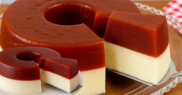 2-Layer Dessert Recipe with Cheese and Guava Jam in the Refrigerator