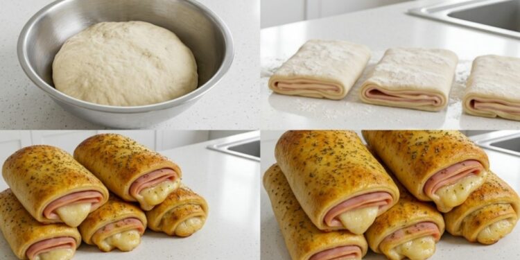 Bread Stuffed with Cheese and Ham