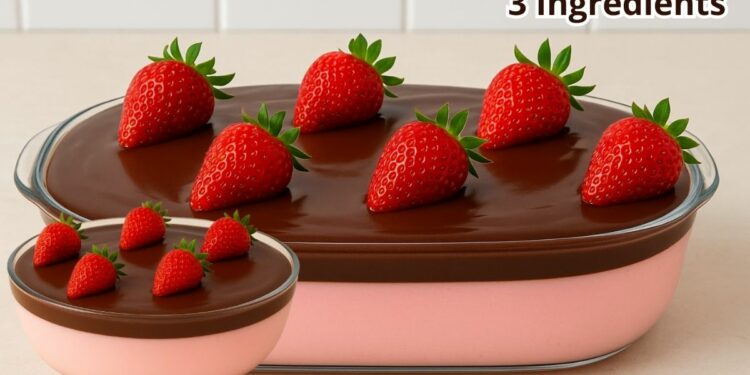 Strawberry & Chocolate Dessert – Only 3 Ingredients, Ready in 10 Minutes