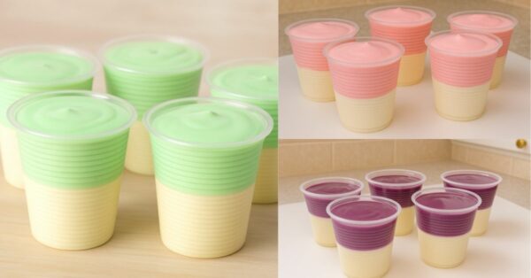 Easy 2-layer Dessert with 2 ingredients:  No Gelatin, No Condensed Milk