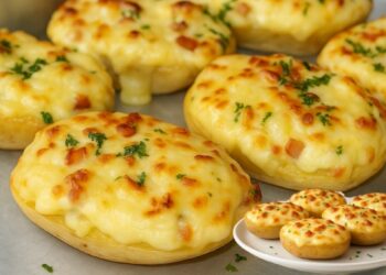 Restaurant-Style Baked Potatoes Stuffed with Ham and Cheese in 15 Minutes