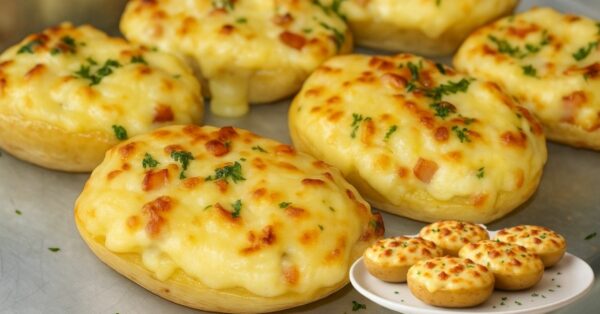 Restaurant-Style Baked Potatoes Stuffed with Ham and Cheese in 15 Minutes